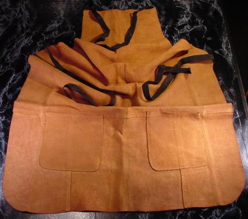 Tan all leather work apron - tan,