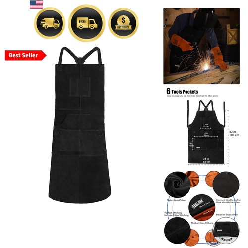 Leather welding apron with - apron, 6