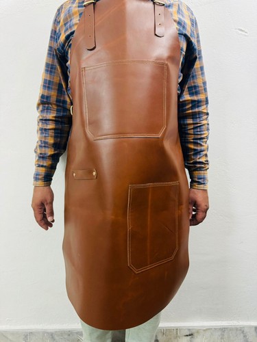 Genuine brown leather apron - leather,